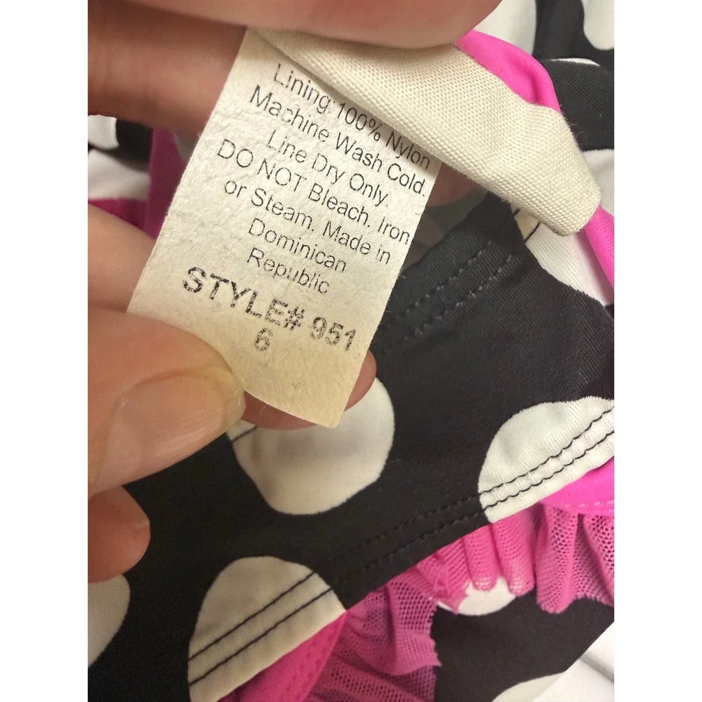 Frankie & Daisy Corky Girls Polka Dot Tankini Skirted Swimsuit‎ Set Pink Black 6